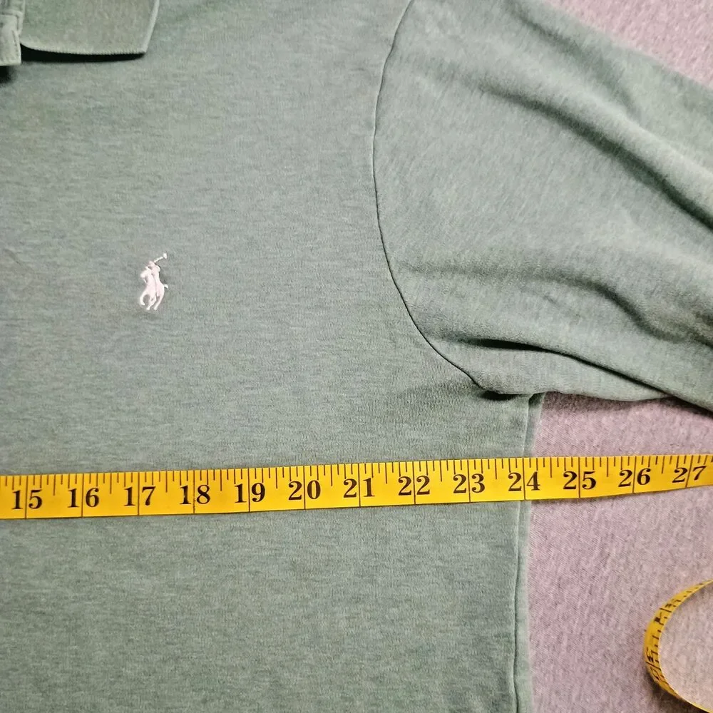 Polo Ralph Lauren Polo Mens LT Heather Green Short Sleeve Shirt White Pony